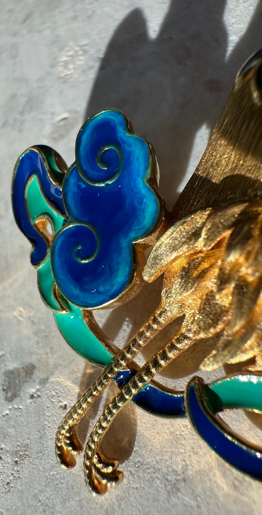 Jade Crane Brooch artisan jade and gold-tone brooch by Iris & Carly