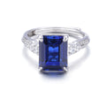 The Sapphire Statement — 4.2ct emerald-cut blue sapphire ring in 925 sterling silver