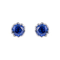 Midnight Lotus Stud Earrings — royal blue sapphire studs in 925 sterling silver