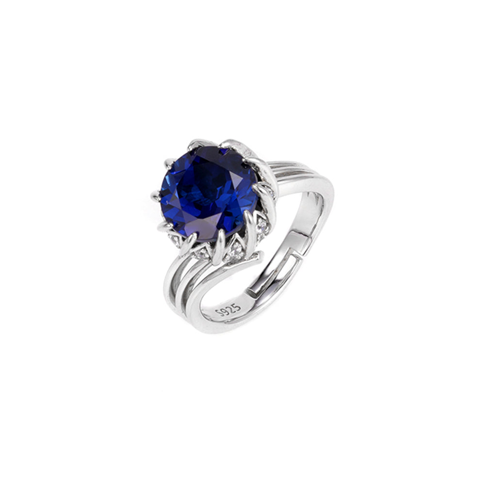The Midnight Lotus Ring — 4ct royal blue sapphire ring in 925 sterling silver