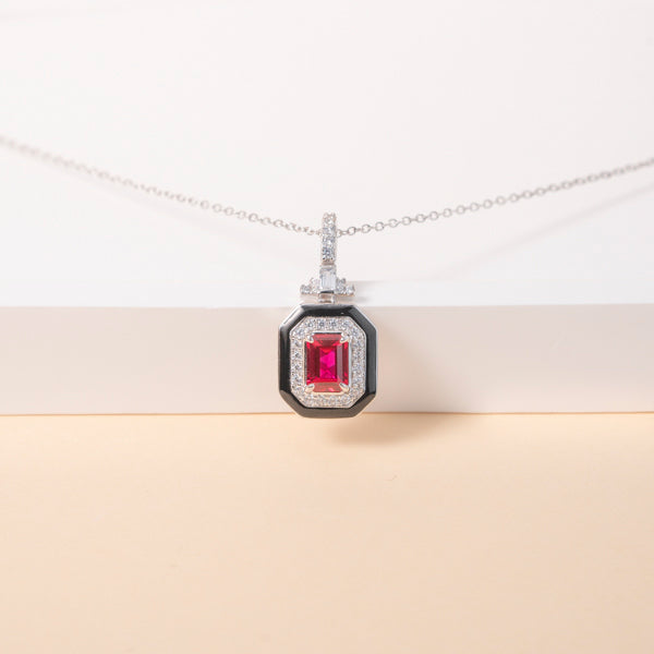 The Regent Noir — lab-grown ruby ring with black enamel in 925 sterling silver