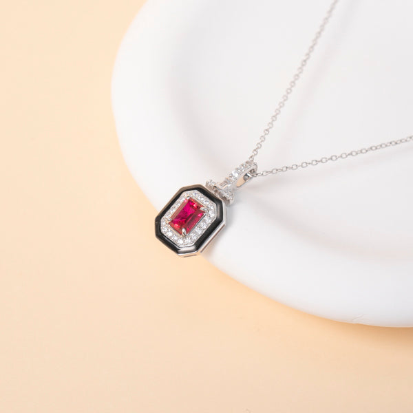 The Regent Noir — lab-grown ruby ring with black enamel in 925 sterling silver
