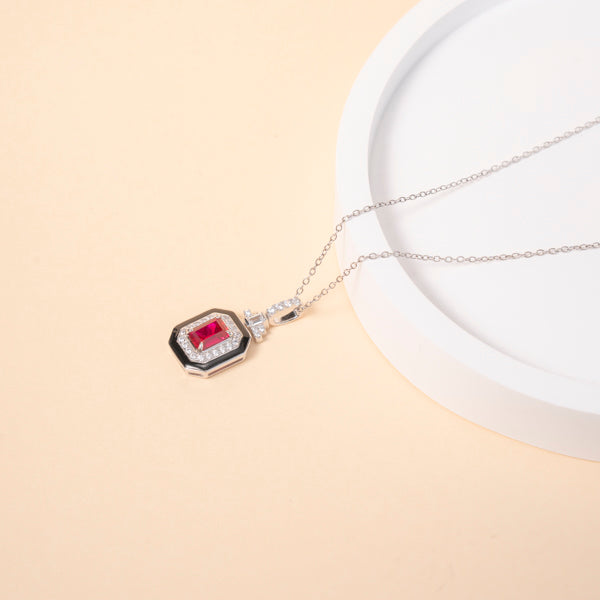 The Regent Noir — lab-grown ruby ring with black enamel in 925 sterling silver