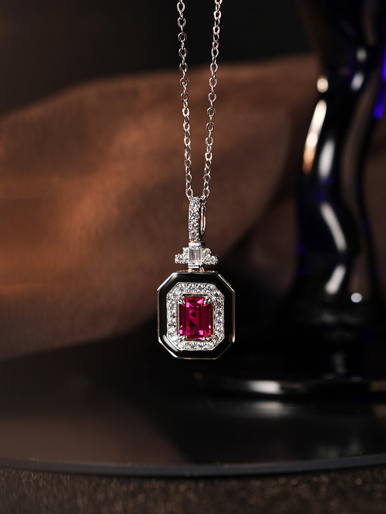 The Regent Noir — lab-grown ruby ring with black enamel in 925 sterling silver