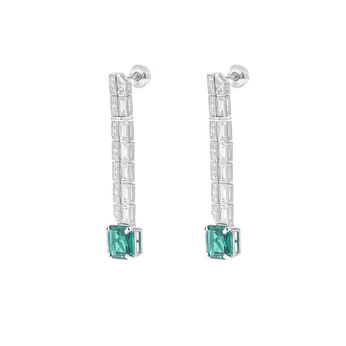 The Linear Emerald Earrings green gemstone drop earrings by Iris & Carly