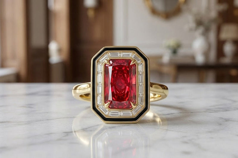 Red stone piece worn on the hand